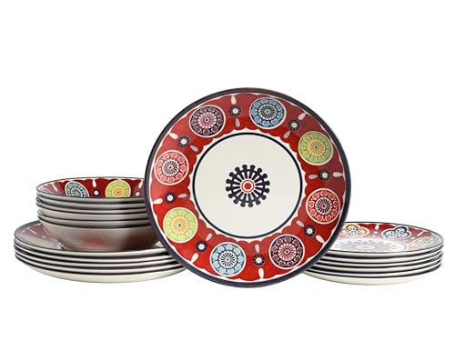 CreaTable, 24009, Serie Sumaya Red, 18-teiliges Geschirrset für 6 Personen, Teller Set aus Steingut, spülmaschinen- und mikrowellengeeignet, Qualitätsproduktion CreaTable, 24009, Serie Sumaya Red, 18-teiliges Geschirrset für 6 Personen, Teller Set aus Steingut, spülmaschinen- und mikrowellengeeignet, Qualitätsproduktion von Creatable