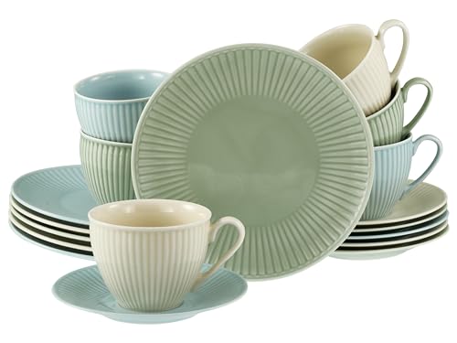 CreaTable, 24032, Serie Valencia Pastell, 18-teiliges Geschirrset für 6 Personen aus Porzelan Kaffeeservice aus Porzellan, spülmaschinen- und mikrowellengeeignet, Made in Europe von Creatable