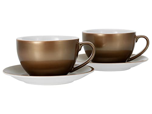 CreaTable, 25846, Serie GOLDEN DAYS weiss Bistrotassen, Cappuccino Set 2 teilig von Creatable