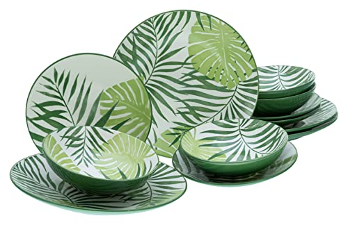 CreaTable, 25860, Serie TROPICANA, 12-teiliges Geschirrset, Teller Set aus Steinzeug, spülmaschinen- und mikrowellengeeignet, Qualitätsproduktion von Creatable