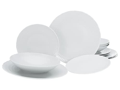 CreaTable, 33070, Serie SOFIA - White, 12-teiliges Geschirrset, Teller Set aus Porzellan, spülmaschinen- und mikrowellengeeignet, Made in Europe von Creatable