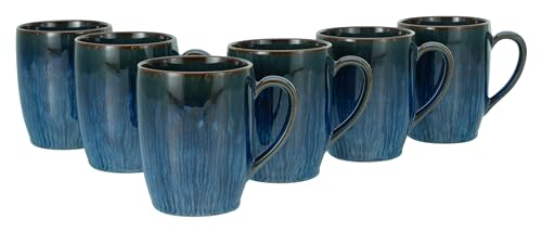 CreaTable, 33086, Serie Sea Breeze Blau, 6-teiliges Geschirrset, Kaffeebecher Set aus Steinzeug von Creatable