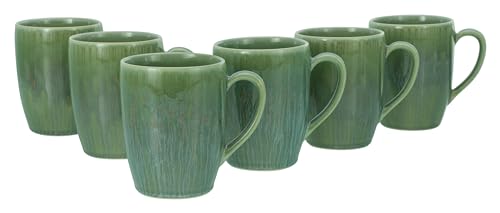 CreaTable, 33087, Serie Sea Breeze Grün, 6-teiliges Geschirrset, Kaffeebecher Set aus Steinzeug von Creatable