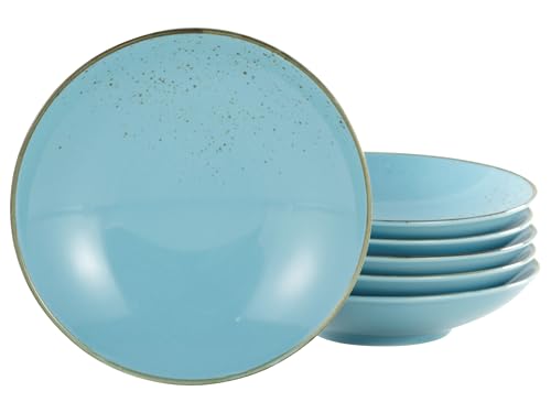 CreaTable 22 cm, Blue, 22061, Serie Nature Collection, 6-teiliges Geschirrset, Suppenteller aus Steinzeug, spülmaschinen-und mikrowellengeeignet, Qualitätsproduktion von Creatable