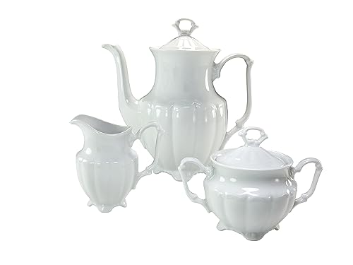 CreaTable, 16028, Serie MARIA THERESIA Weiss, 3-teiliges Geschirrset, Kaffeegarnitur aus Porzellan, spülmaschinen- und mikrowellengeeignet, Made in Europe von Creatable