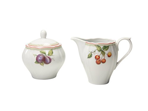CreaTable, 17035, Serie Flora Orchard, 2-teiliges Geschirrset, Milch und Zucker Set aus Porzellan, spülmaschinen- und mikrowellengeeignet, Made in Europe von Creatable