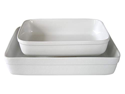 CreaTable BIANCA Auflaufform 2er Set rechteckig 30 u. 37 cm aus Steinzeug/Auflaufformen/Backofenform/Ofenform von Creatable