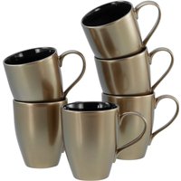 CreaTable Becher "Golden Days Schwarz, Becherset, 6-tlg.", (Set, 6 tlg.), Goldfarbene Spezialglasur von Creatable