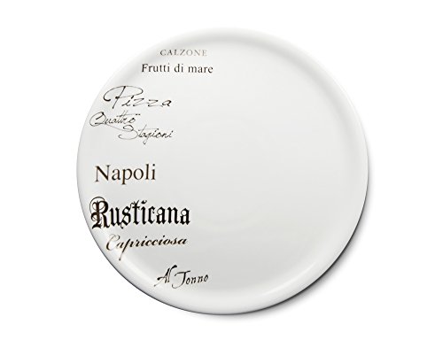 CreaTable - EUROPA GUSTOSO - Pizzateller 30,5 cm aus Porzellan mit Schriftdekor von Creatable