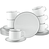 CreaTable Kaffeeservice "Chef Collection Black Line, Kaffee-Service 18-tlg", (Set, 18 tlg.), Daily Use, Zeitlos von Creatable