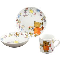 CreaTable Kindergeschirr-Set "Teddy", (Set, 3 tlg., 1 Kinderteller, 1 Kinderbecher, 1 Kinderschale im Set) von Creatable