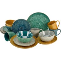 CreaTable Kombiservice "Geschirr-Set Samarkand", (Set, 16 tlg., Kaffeeservice und Tafelservice im Set, für 4 Personen), Service, handwerklicher Charakter, 16 Teile, für 4 Personen von Creatable