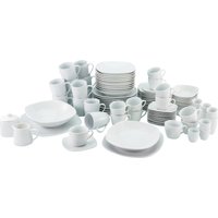 CreaTable Kombiservice "Geschirr-Set Square", (Set, 100 tlg., Kaffeeservice und Tafelservice im Set, für 12 Personen), Service, weiß, quadratische klassische Form, 100 Teile für 12 Personen von Creatable