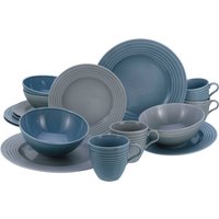 CreaTable Kombiservice "Geschirr-Set Stripes Colors", (Set, 16 tlg., Kaffeeservice und Tafelservice im Set, für 4 Personen), Service, umlaufendes Rillenrelief, 16 Teile, für 4 Personen von Creatable