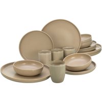 CreaTable Kombiservice "Uno", (Set, 16 tlg., Kaffeeservice und Tafelservice im Set, für 4 Personen), seidenmatte Oberfläche, jedes Stück ein Unikat von Creatable