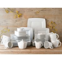 CreaTable Kombiservice "Geschirr-Set VICTORIA", (Set, 50 tlg., Kaffeeservice und Tafelservice im Set, für 6 Personen), Service, weiß, 50 Teile, für 6 Personen von Creatable