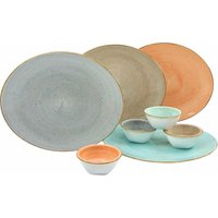 CreaTable Steakteller "Essteller VINTAGE NATURE", (Set, 8 St.), Teller Set für 8 Personen, Porzellan von Creatable
