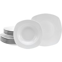 CreaTable Tafelservice "Geschirr-Set Amelie", (Set, 12 tlg., Teller Set für 6 Personen), Geschirr, Teller Set, weiß, 12 Teile, für 6 Personen von Creatable