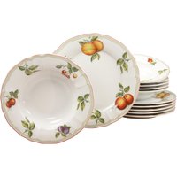 CreaTable Tafelservice "Teller Set, Geschirr-Set Flora Orchard", (Set, 12 tlg., Teller Set für 6 Personen), Service, Früchtedekor, 12 Teile, für 6 Personen von Creatable