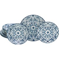 CreaTable Teller-Set "Fresco Blau, Tellerset 12-tlg", (Set, 12 tlg.), Ornamentmotiv, Mediterran von Creatable