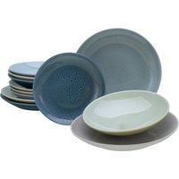 CreaTable Teller-Set "Geschirr-Set Reactive", (Set, 12 tlg., Tafelservice für 4 Personen), Service, jedes Stück ein Unikat, 12 Teile, für 4 Personen von Creatable