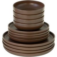 CreaTable Teller-Set "Geschirr-Set Uno", (Set, 12 tlg., Tafelservice für 4 Personen), Service, harmonisch ausbalancierte Form, 12 Teile, für 4 Personen von Creatable