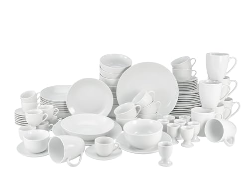 CreaTable, 22700, Serie LUNA weiss, 80-teiliges Geschirrset, Kombiservice aus Porzellan, spülmaschinen- und mikrowellengeeignet, Qualitätsproduktion von Creatable