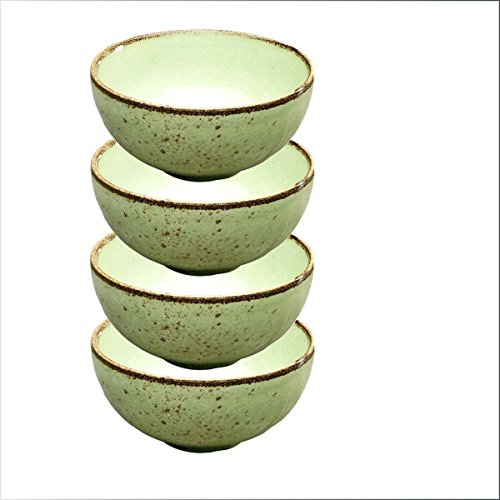 Dipschale 4er Set |Schälchen | Dessertschale NATURE COLLECTION | Steinzeug | Grün| Ø 11,5 cm von Creatable