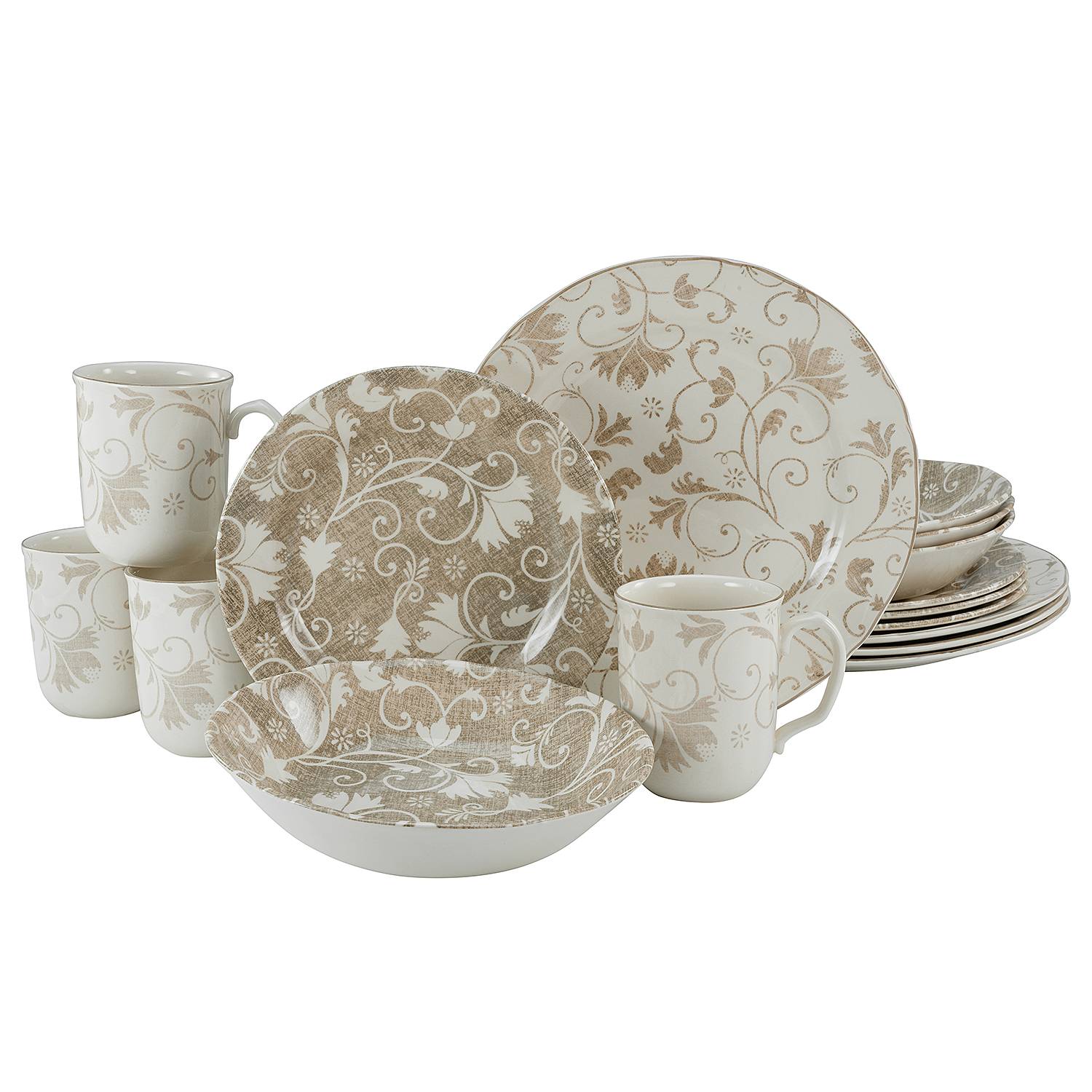 Kombiservice Damask beige (16-tlg.) von Creatable