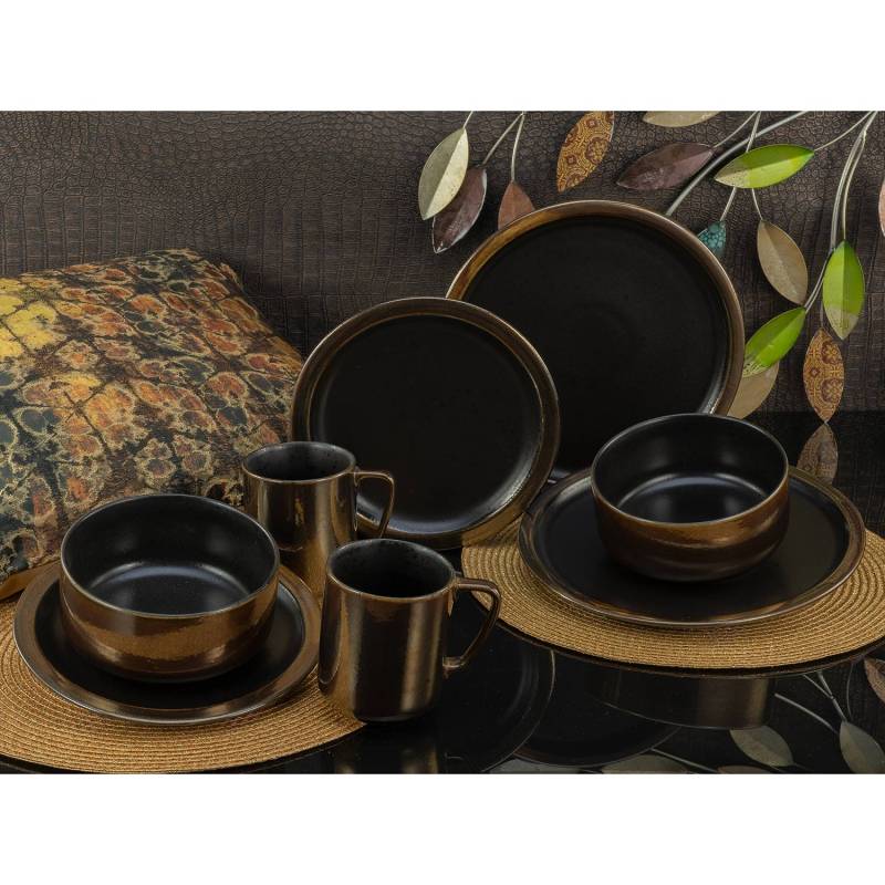home24 Kombiservice Modern Industrial 8-tlg. Beige/Schwarz von home24