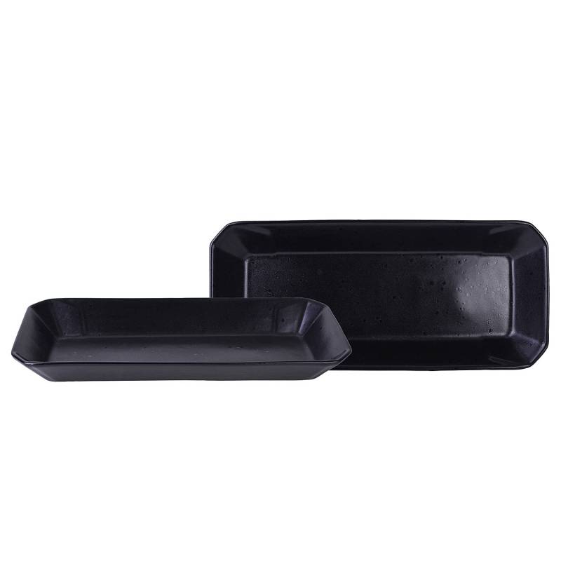 home24 Servierschale Kebap 30 x 2 x 13cm Schwarz/Schwarz von home24