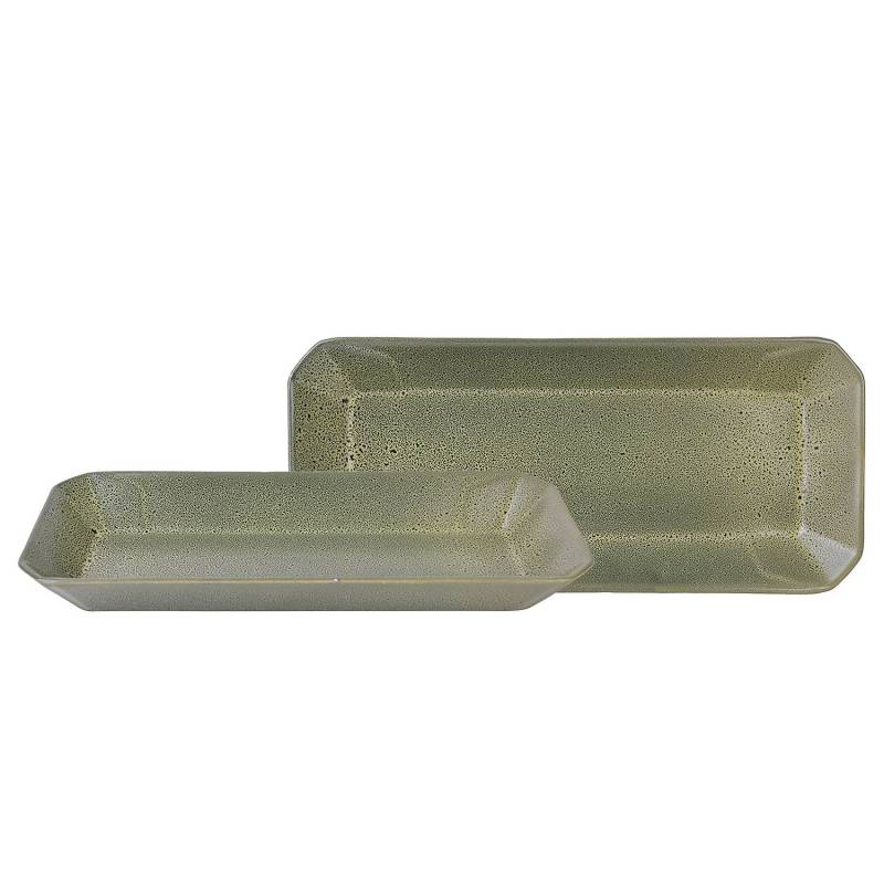 home24 Servierschale Kebap 30 x 2 x 13cm Grün/Grün von home24
