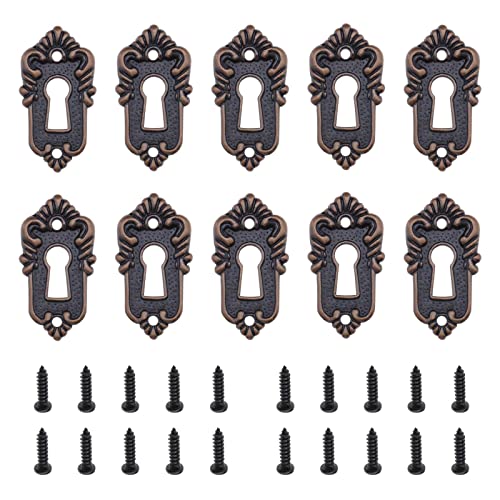 Create idea 10 Stück Antik Schlüsselschild Schlossbeschläge mit Schrauben Dekorative Schlüssellochabdeckung für Holzkiste Schmuckschatulle Geschenkbox Weinkiste 45x23mm von Create idea