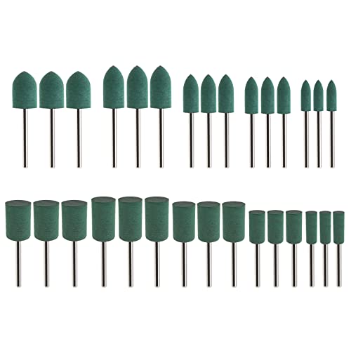 Create idea 30 Stück Gummi Polierbits Zylinderförmig Kegelförmig Polierspitze 3mm Dorn, 4mm 6mm 8mm 10mm 12mm Kopf für Schleifen Polieren von Create idea