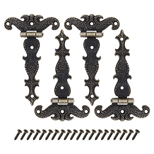 Create idea 4 Stück Antik Scharniere Retro Geschnitzte Scharniere Holzmöbel Dekoration Metall für Vintage Holzkiste Schrank Schublade Schmuck Aufbewahrungsbox, Bronze von Create idea