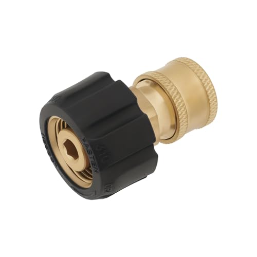Create idea 1 x Hochdruckreiniger-Adapter Ersatzteil Messing M22 Stecker auf 1/4 Druck Schnellstecker 5000 PSI Geeignet für Schnellspanner-Schlauch-Rohrverbindungsteile (14 mm Innendurchmesser) von Create idea