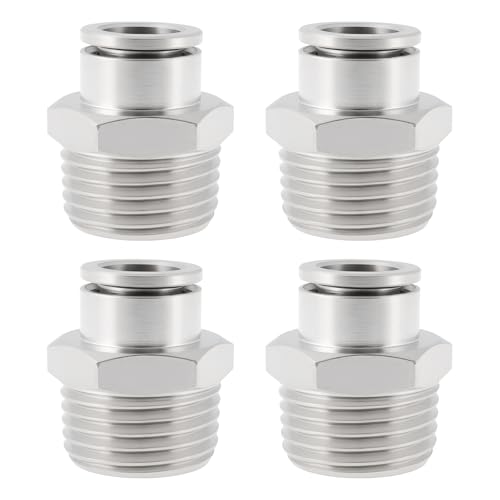 Create idea 4 St¨¹ck 1/2 Zoll NPT-Stecker Zum Anschlie?en Gerader Pneumatischer Fittings f¨¹r 3/8 Zoll Au?endurchmesser-Schlauch von Create idea