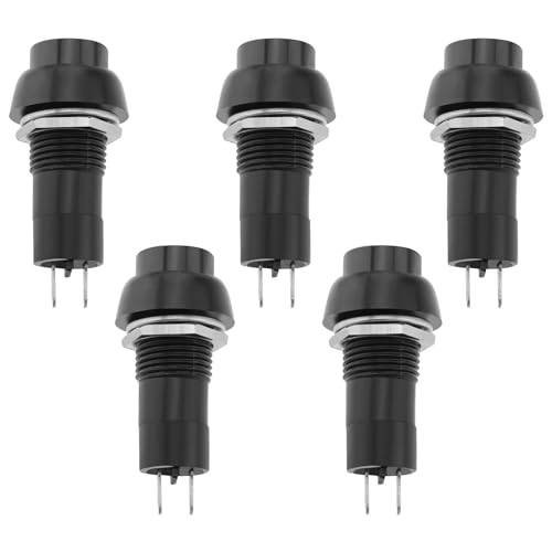 Create idea 5 Stück 12mm Rastdruckschalter SPST An/Aus Schalter Mini Druckschalter für Elektromobil Auto Trompete Tischlampe Haustürklingel Schwarz von Create idea
