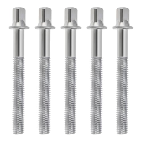 Create idea 5 Stück Trommel-Spannstangen M6 X 50 Mm Trommel-Spannstangen Felgen-Spannstangen Bassdrum-Ersatz-Spannschrauben Kompatibel mit Yamaha-Trommeln Und Mehr Silber von Create idea