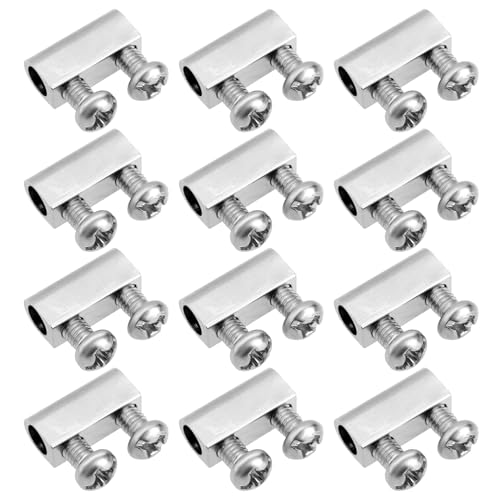 Create idea 50 Stück 12 mm Stahldrahtseil-Kabelklemme, 3 mm Metalldrahtseil-Set, Doppelloch, Kupferklemme für Durchmesser 1–2 mm, hängende Draht, Fotodraht, Gartendraht von Create idea