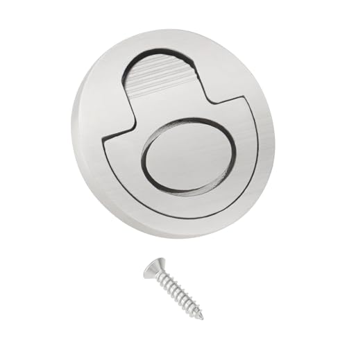 Create idea 51 Mm Robuster Runder Lukengriff für Boote Edelstahl mit Federeinzug Drop-in-Zugring mit Schraube für Schrankschließfach Marine-Yachtboot von Create idea