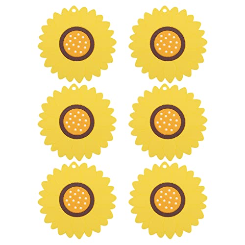Create idea 6 Stück Gelbe Sonnenblumenform Untersetzer Blumen Wärmeisoliermatte Verbrühungsschutz Tischset Wohnaccessoires für Heiße Und Kalte Getränke Silikon von Create idea