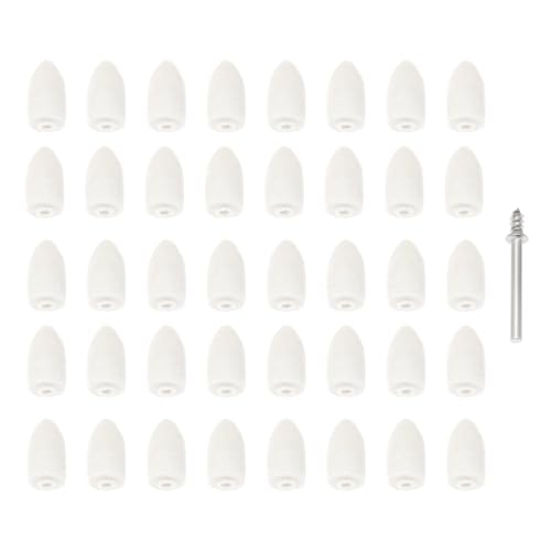 Create idea Satz mit 41 Stück Filz-Polierspitzen-Set 10x20mm Konischer Filz-Polierkopf mit 3,17mm Stange Zum Polieren von Metall Stein Glas Keramik Rotationswerkzeug Weiß von Create idea