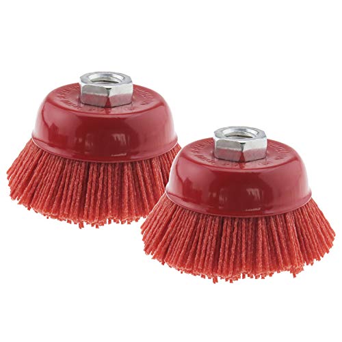 Create idea Nylon-Filament-Schleifdrahtbürste, Stahl-Innengewinde, M14 x 2, rot, für Metallpolieren, Reinigung, Schleifer, Rostentfernung, 2 Stück von Create idea