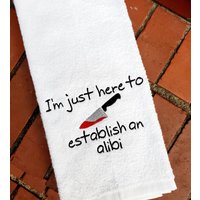 Alibi Sweat Towel, Gym Handtuch, Personalisiertes Krimi Shows, Schwarzer Humor Geschenke, Sport Handtuch von Create2MotivateGifts
