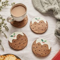 Personalisierte Hölzerne Weihnachtspudding-Untersetzer-Set | Weihnachtstisch Dekor Weihnachten Untersetzer Set von CreateGiftLove