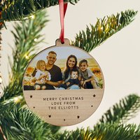 Personalisierte Holzfoto Weihnachtskugel Nachricht - Weihnachtsfoto Familienandenken Mit Personalisierung Ferienzeit Verzierung von CreateGiftLove
