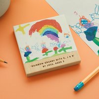 Personalisierte Kinderzeichnung Holzuntersetzer | Personalisiertes Kinderkunstwerk Geschenk Für Vater, Oma, Lehrer Vatertagsgeschenk Von Kindern von CreateGiftLove