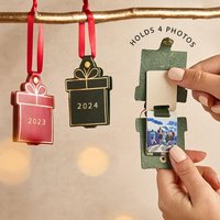 Personalisierte Leder Vorhanden Multi-Foto Kugel | Weihnachtsgeschenk Fotodekoration Handgefertigte Lederband Mit Vier Fotos von CreateGiftLove