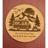 Topfuntersetzer 19 cm Aus Kork Mit Gravur Camping Wohnmobil Camper Natur Untersetzer Urlaub von CreateItUnique